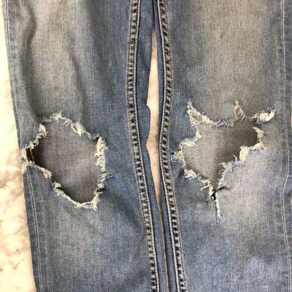 Urban Outfitters Free People High Rise Busted Knee Skinny Fit Blue Jeans - W 26 - Picture 11 of 15